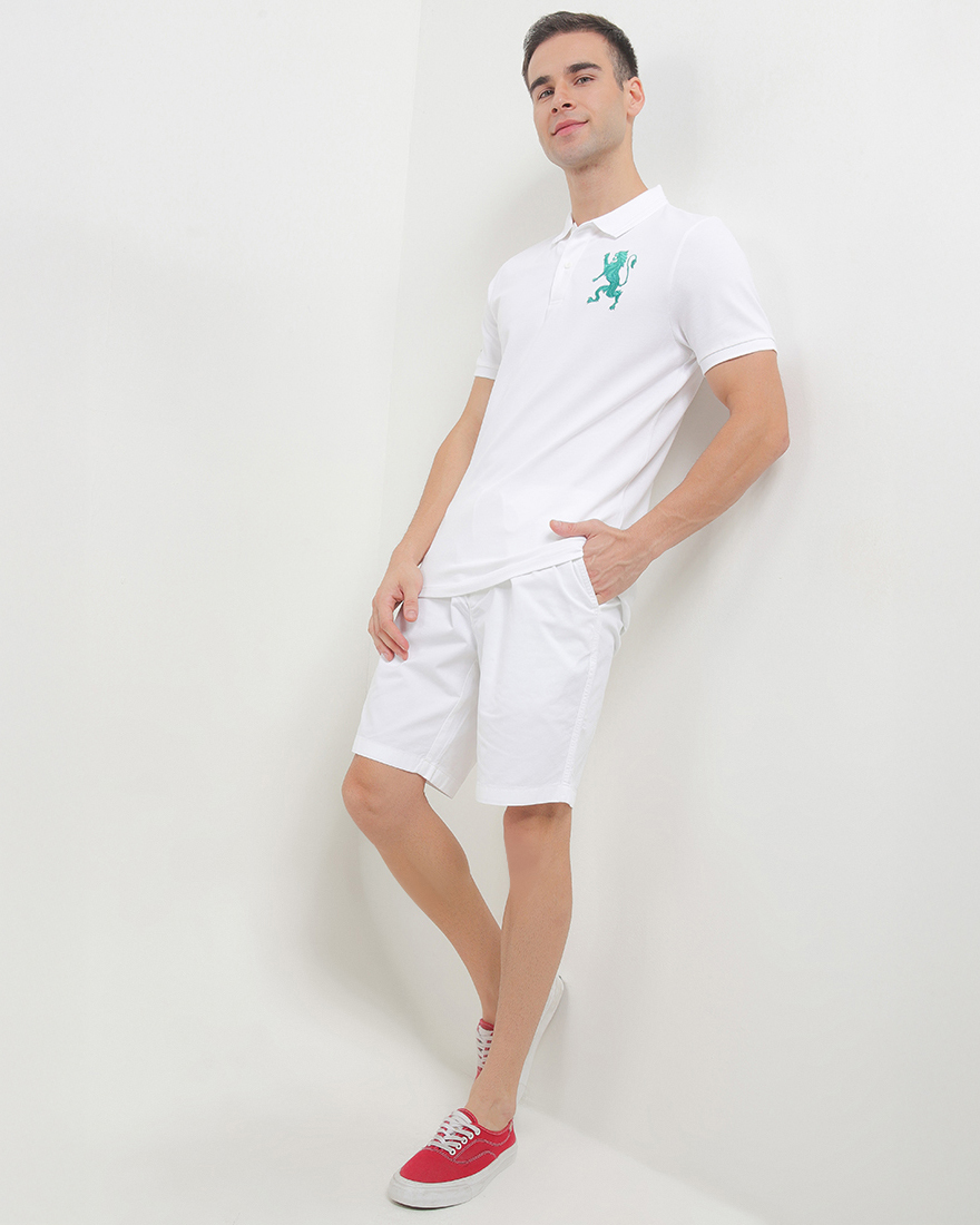 Men's Lycra Pique Embroidery Polo (3D Lion)