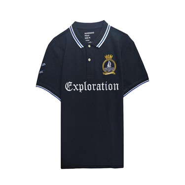 Contrast embroidery pique polo shirt