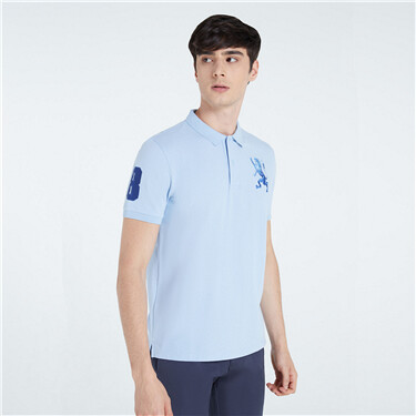 Men Cotton Lycra  3D Bold Lion Polo