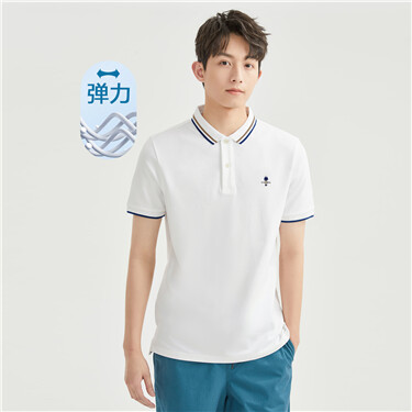 Embroidery short sleeve stretch polo shirt