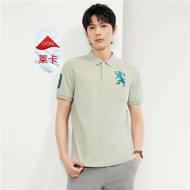 3D Lion Embroidery Short sleeve Polo Shirt GIORDANO Online Store