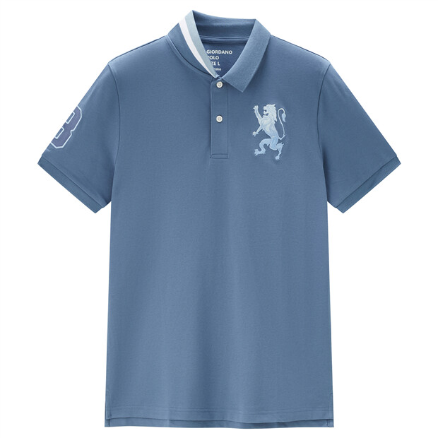 3D Lion Embroidery Short-sleeve Polo Shirt | GIORDANO Online Store