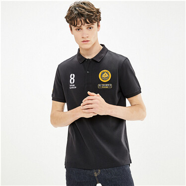 Contrast stretchy short-sleeve polo shirt