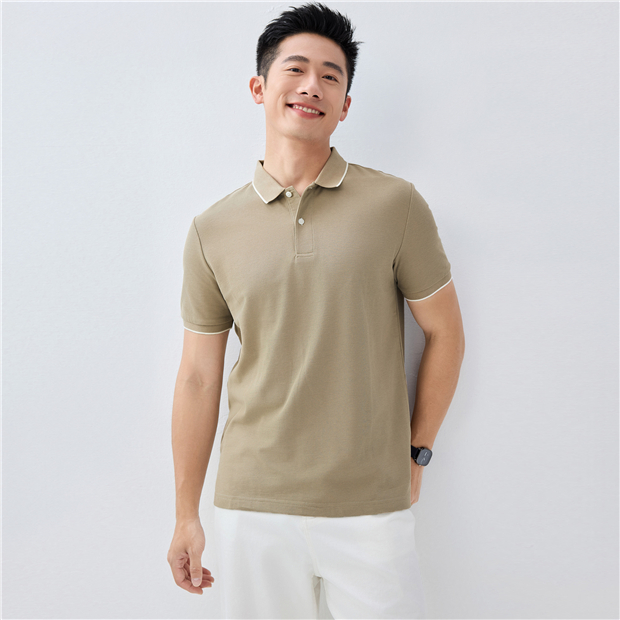 soyy. Almond polo サンドベージュ beige-cotton-linen-fine-knit-