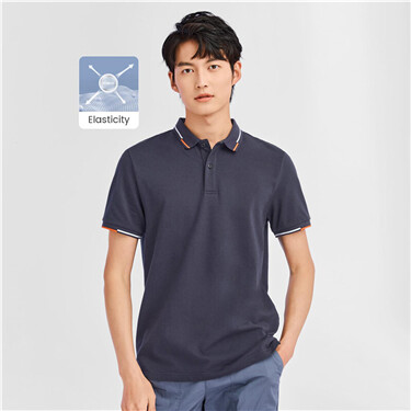 【Online Exclusive】Contrast stretchy pique polo shirt