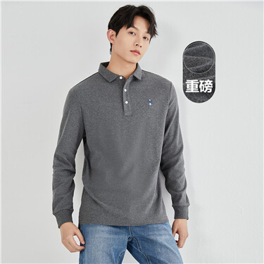 Thick embroidered long sleeve polo shirt