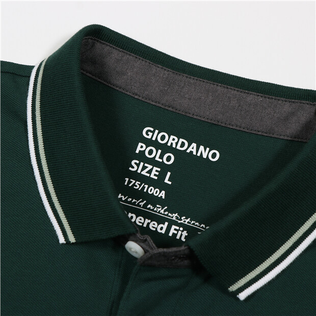 GIORDANO Online Store Men s Short Sleeve Tapered Fit Embroidery Solid Polo Classi