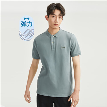 Leter embroidery short sleeve stretch polo shirt