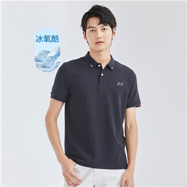 【Online Exclusive】High-tech Cooling Embroidery Color Matching Short Sleeve Polo