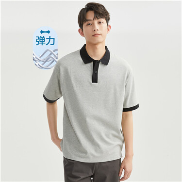 Contrast color short sleeve loose polo shirt
