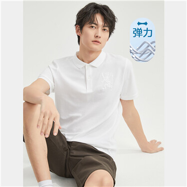 胜利狮王针织弹力珠地布短袖POLO