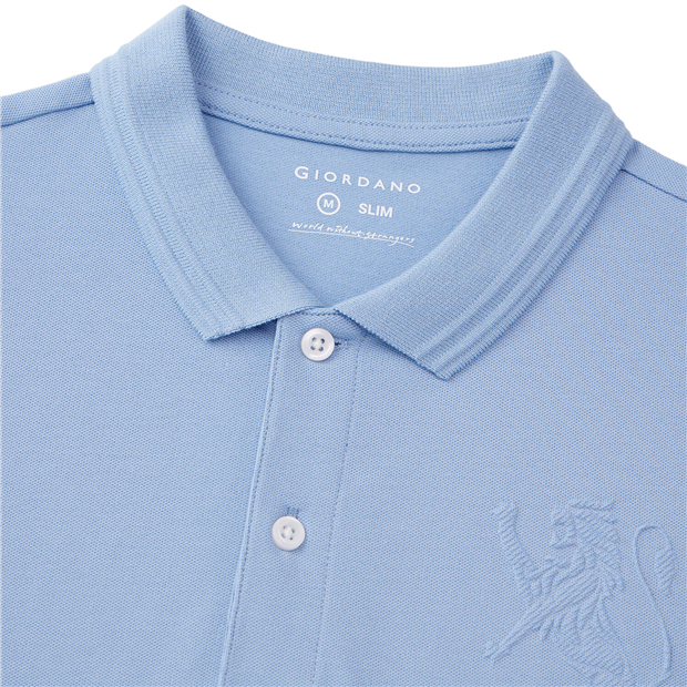 Men's Lycra Pique Embroidery Polo (3D Lion) | GIORDANO