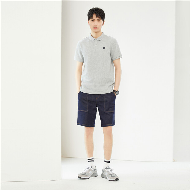 Embroidery short sleeve waffle polo shirt | GIORDANO Online