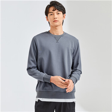 Flat lock crewneck solid color sweatshirt