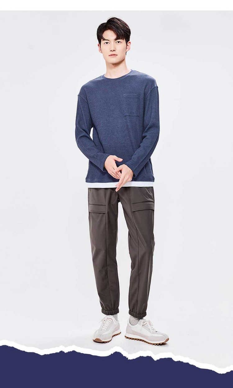 Fake 2-piece long sleeve loose tee | GIORDANO Online Store