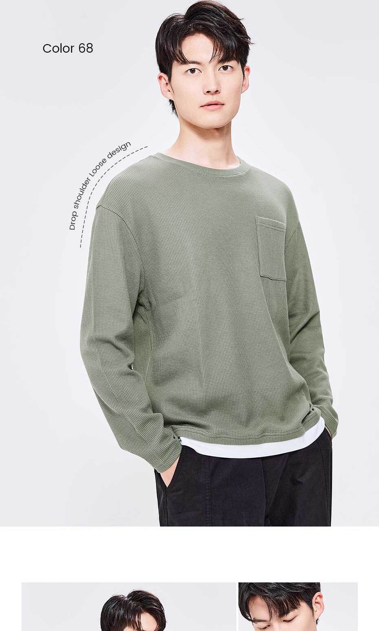 Fake 2-piece long sleeve loose tee | GIORDANO Online Store