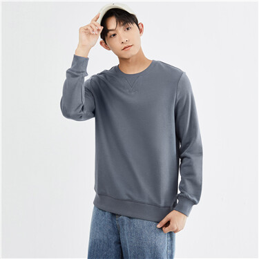 Plain color flat lock crewneck sweatshirt