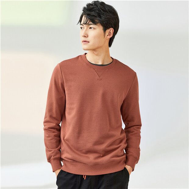 Plain color flat lock crewneck sweatshirt | GIORDANO Online Store