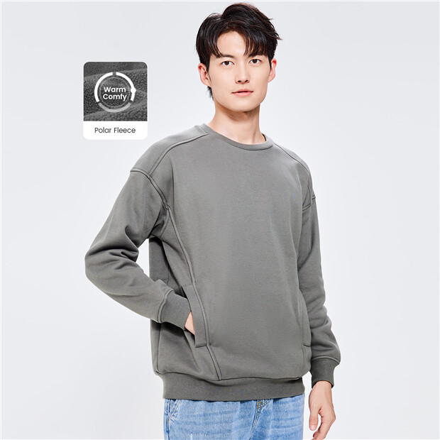 Polar fleece-lined forward seam sweatshirt | GIORDANO Online Store