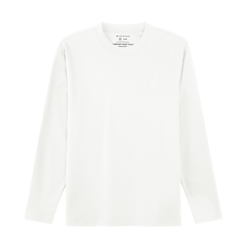 Men's Liquid Touch Long Sleeves Embroidery Tee GIORDANO Online Store