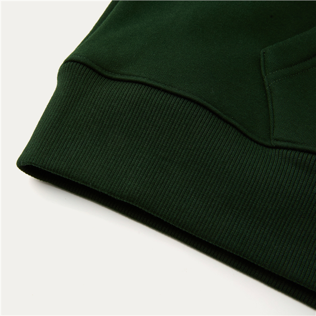 Plush embroidered kangaroo hood knitted pullover sweatshirt