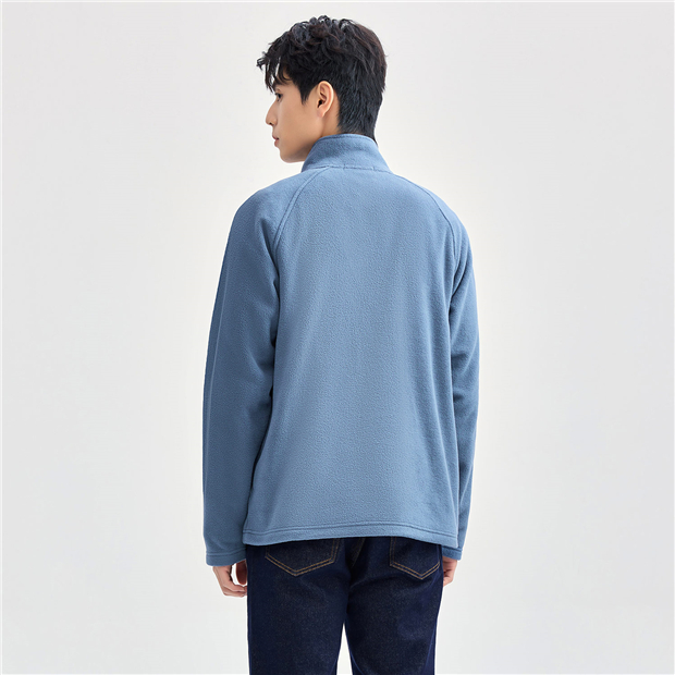 Polar fleece stand collar raglan sleeve sweatshirt