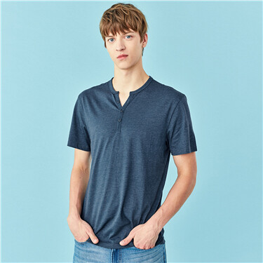 Henley neck solid slim tee