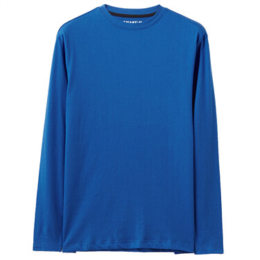 Cotton Solid  Crewneck Long-Sleeves Tee