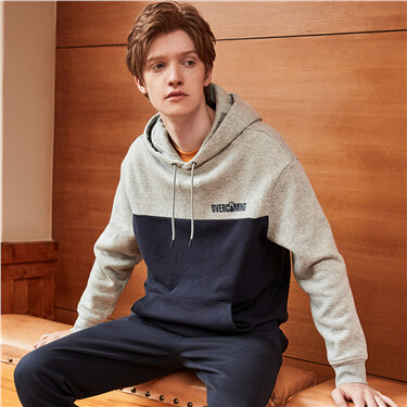 graphic embroidered contrast sleeve hoodie