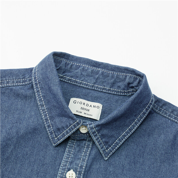 Dropped-shoulder cargo denim shirt 