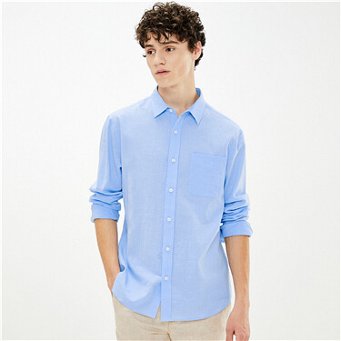 Linen-cotton long-sleeve shirt