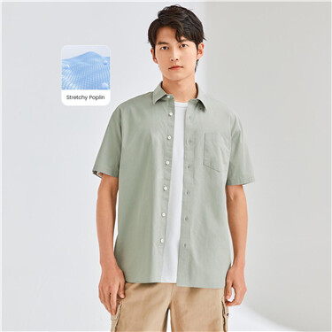 Stretchy patch pocket short-sleeve shirt