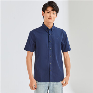 Frog embroidery short sleeve oxford shirt
