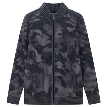 Thick camouflage mockneck thick cardigan