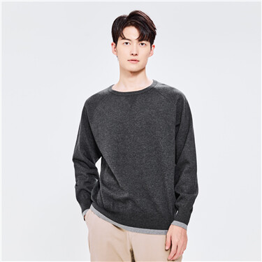 Contrast color raglan sleeve cotton sweater