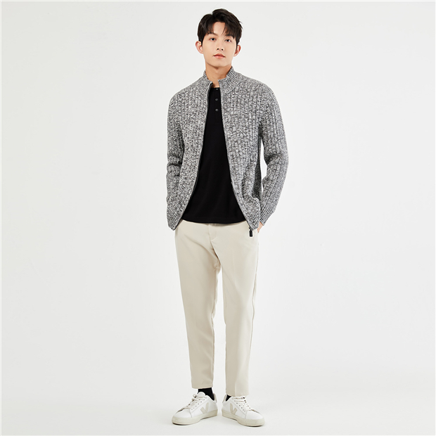Stand collar zip front cardigan | GIORDANO Online Store