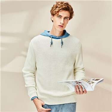 Crewneck long-sleeve knitted sweater