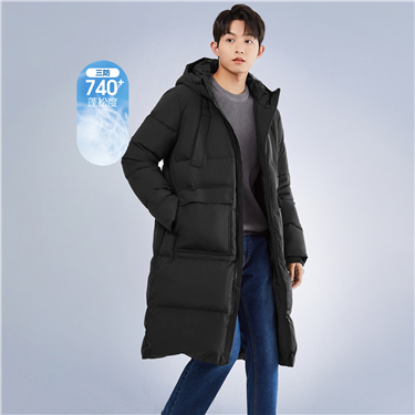 Mid-long hooded duck down jacket