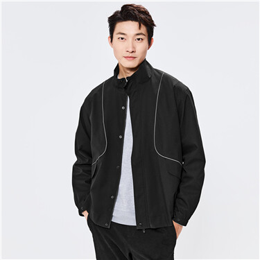 Grid reflective strap stand collar jacket