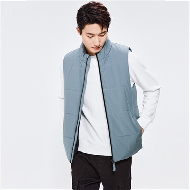 Stand collar solid color vest coat