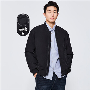 Stand collar padded bomber jacket