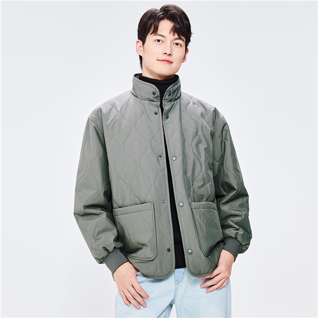Quilted big pockets stand collar padded jacket | GIORDANO Online Store