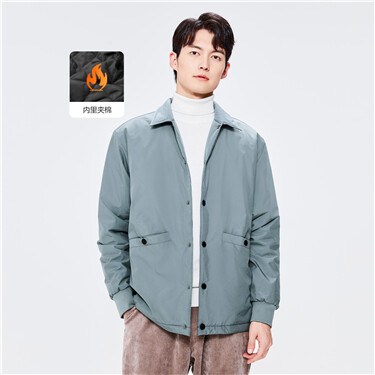 Turn-down collar solid color padded jacket