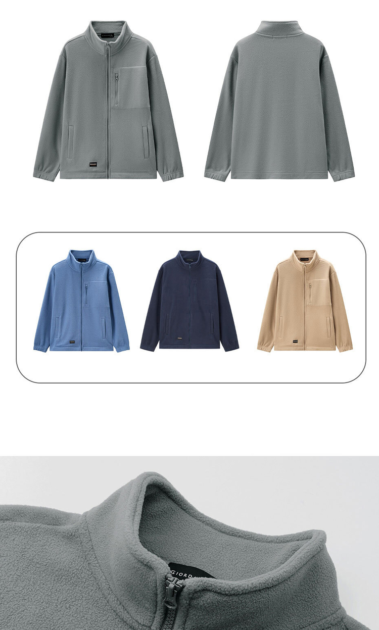 Men\'s Reversible Fleece Multi-pocket Stand GIORDANO Online Chest | Open Store Collar Jacket