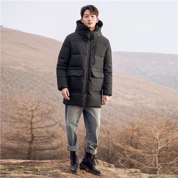 Big pockets long duck down jacket GIORDANO Online Store