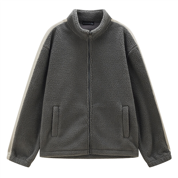 Sherpa fleece contrasting loose jacket | GIORDANO Online Store