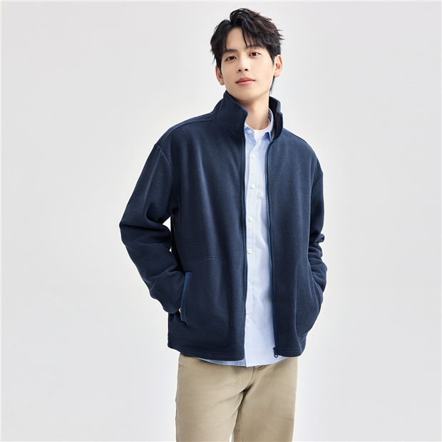 Polar fleece lining Mandarin collar coat | GIORDANO Online Store