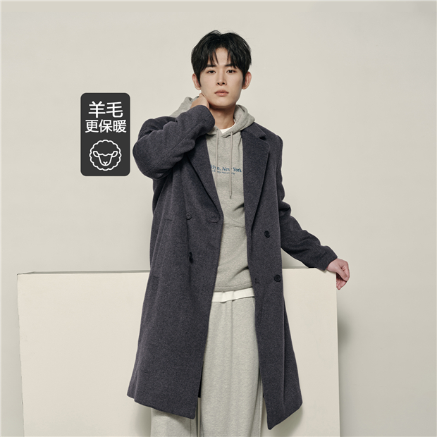 Men's Korea Collection Notch Lapel Mid Length Wool Coat | GIORDANO