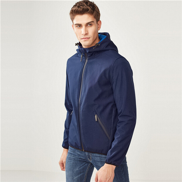 denim jacket with fleece sleeves and hood