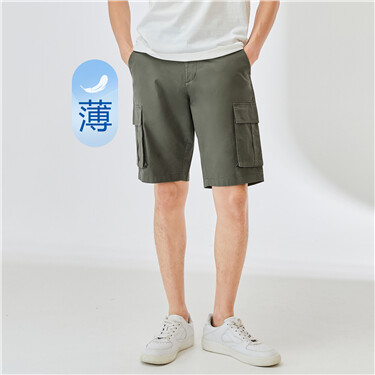 Cargo pockets mid rise lightweight cotton shorts